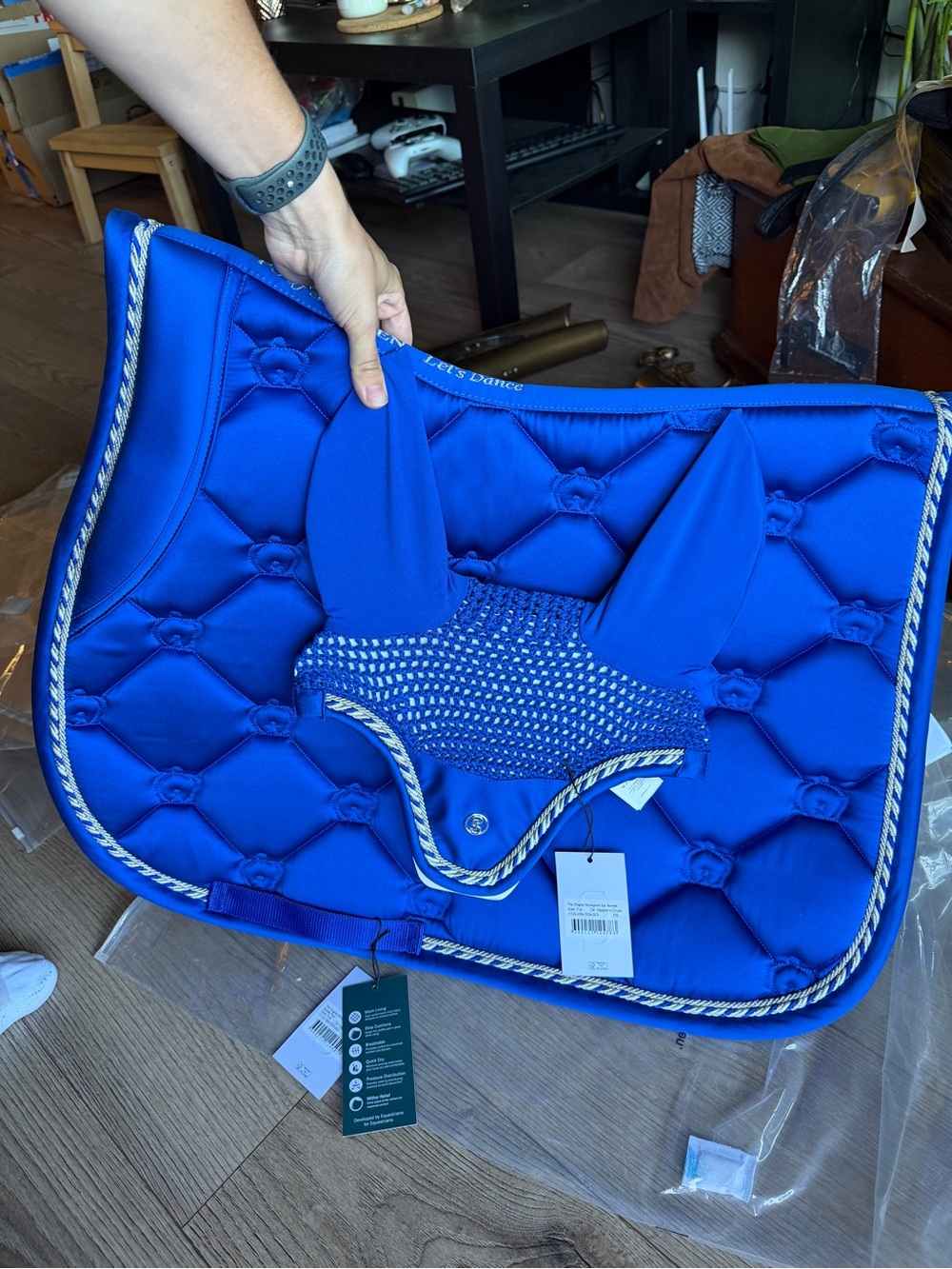 PS of Sweden Sapphire Royal Blue set of Saddle Pad and Fly Veil